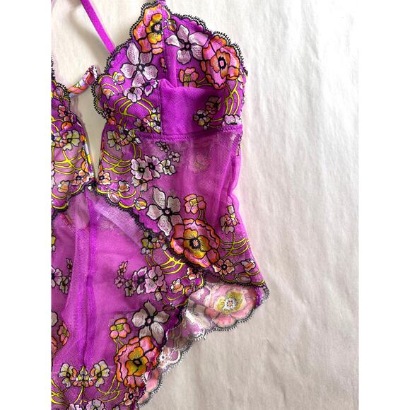 *New* SAVAGE X FENTY Mod Poppy Lace‎ Teddy Size 8/10 Floral Mesh Lingerie - Picture 4 of 13